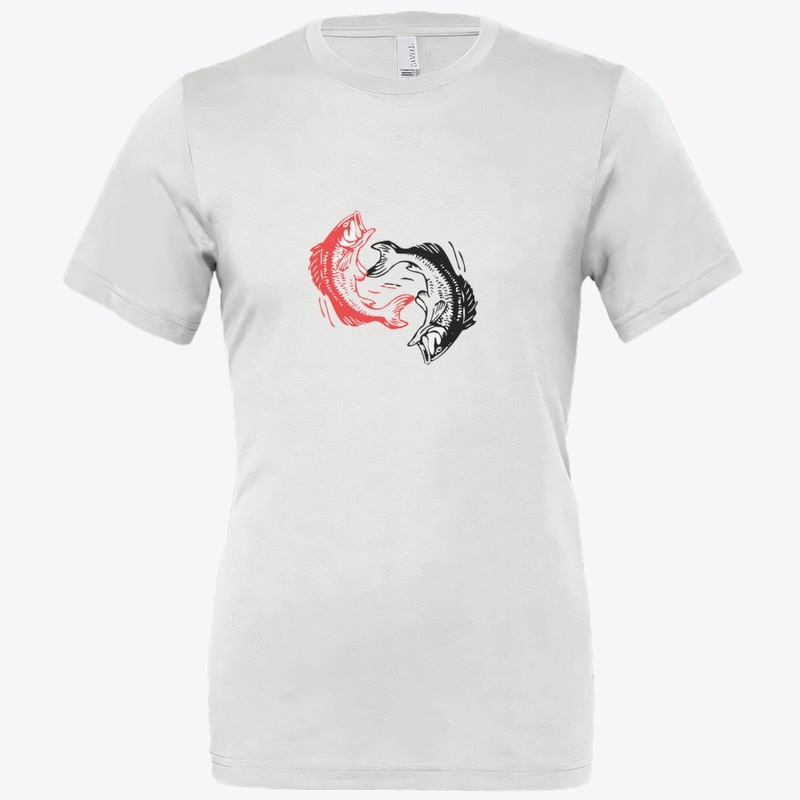 T shrit Red & White Koi Fish Yin Yang 