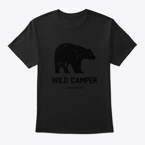 Camping Bear Black T-Shirt Front
