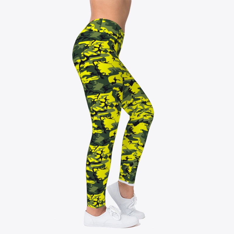 Yellow Camouflage Style Leggings 