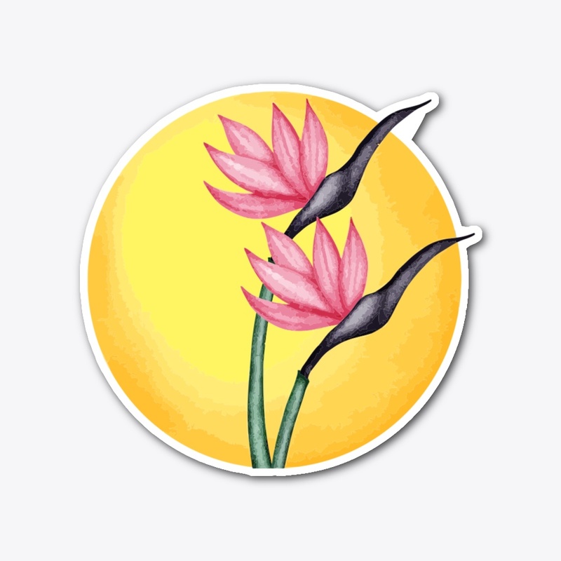 PINK BIRD OF PARADISE FLORAL STICKER