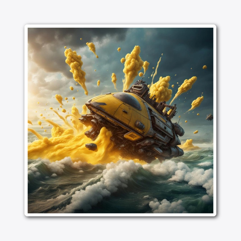 A spaceship crashing into custard