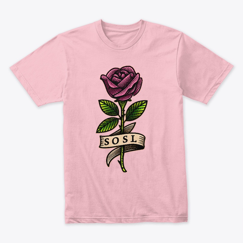 Single Rose tee in full color pink