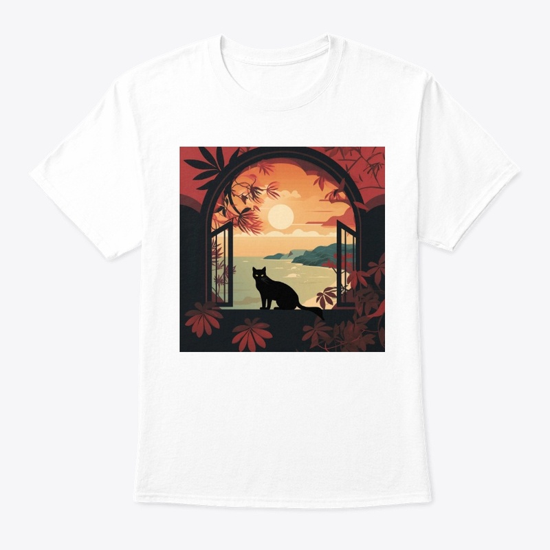  Cat In The Window At Sunset View Of The