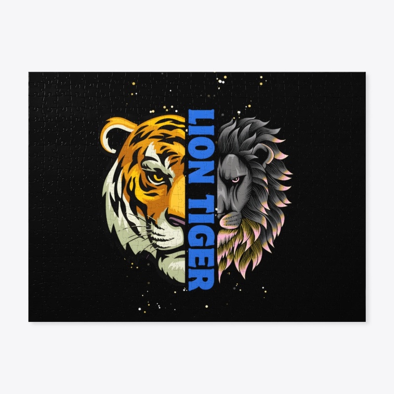 Lion Tiger Colorful Black T-shirt Design