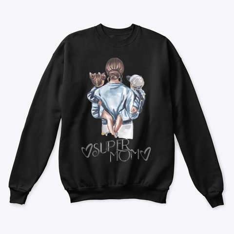 Super Mom With Son Black T-Shirt Front