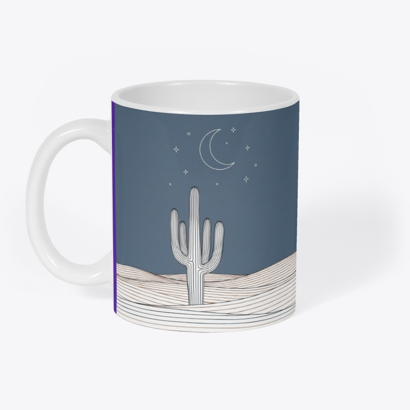 Desert Night Cactus Line Art
