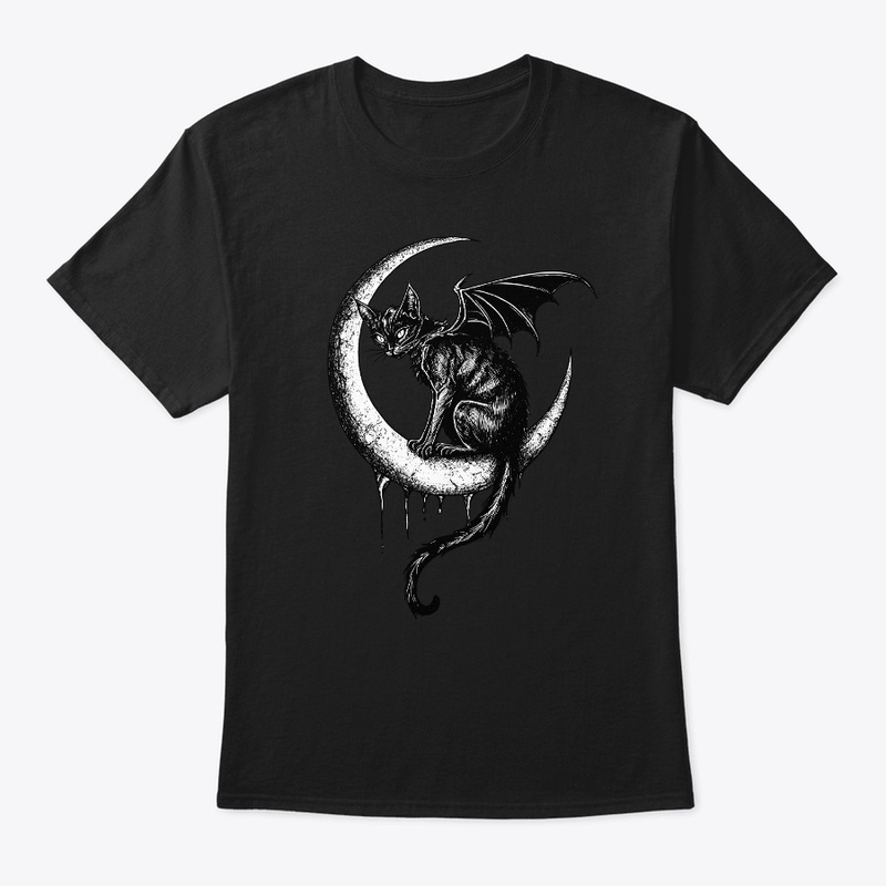  Gothic Black Cat Bat Wings Crescent