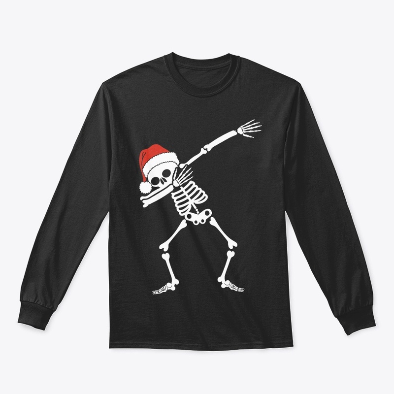 Dabbing Skeleton With Santa Hat