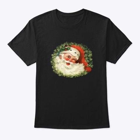 Santa Claus Christmas Black T-Shirt Front