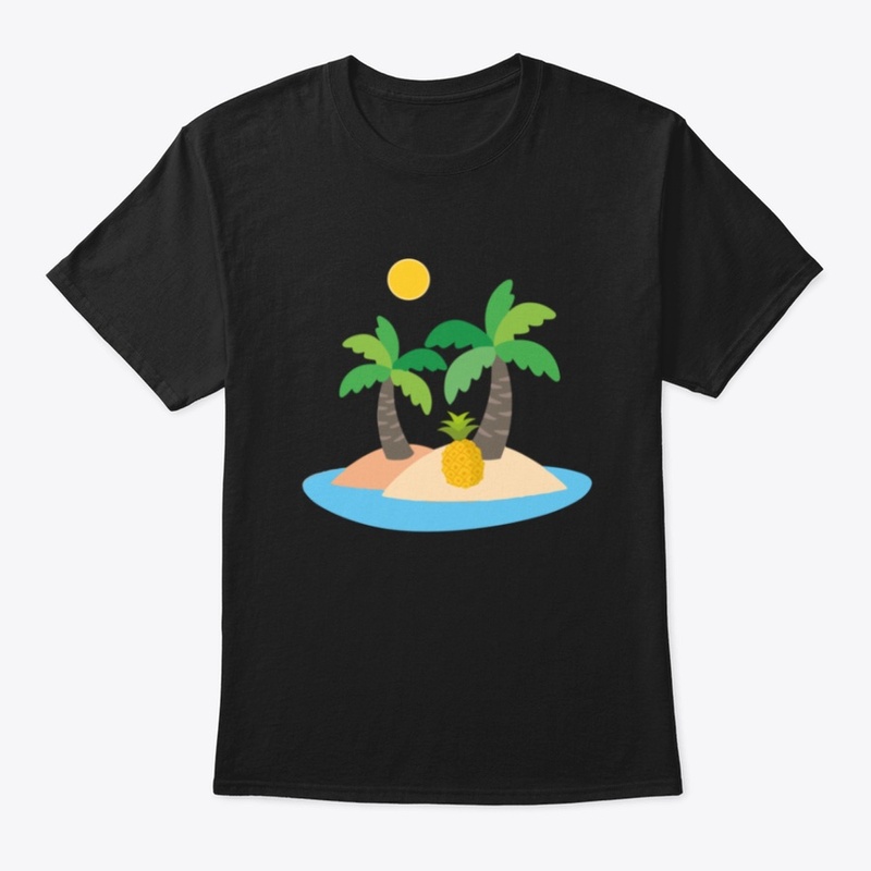 Pineapple at sea palm tree