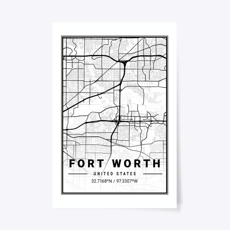 Fort Worth Light City Map
