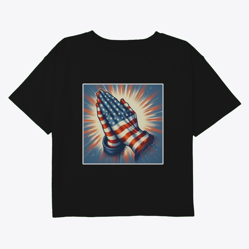 Praying Hands American Flag July 4th Tee