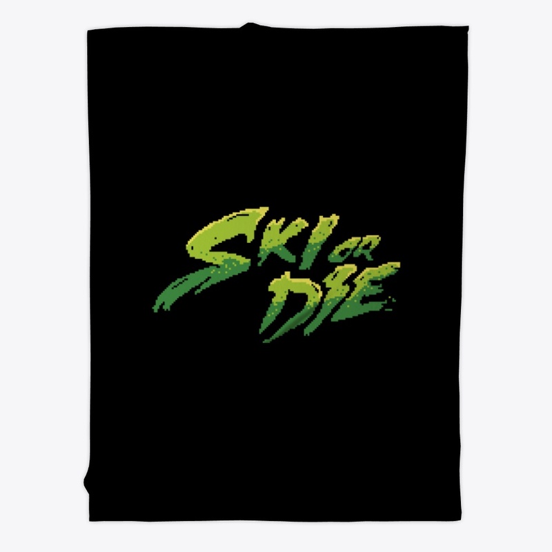 Acid Green Ski or Die Pixel art Logo