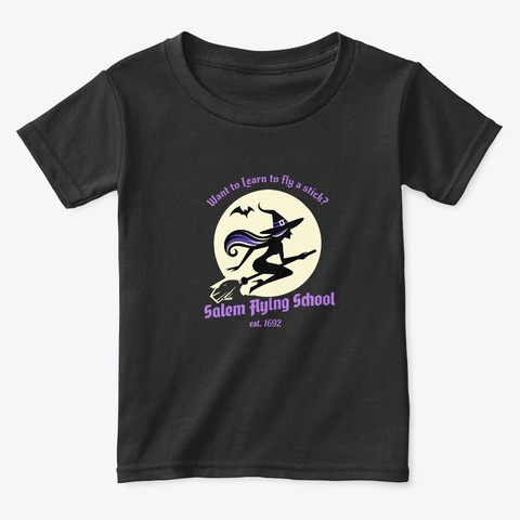Salem Flying School Halloween Witch  Black Kaos Front