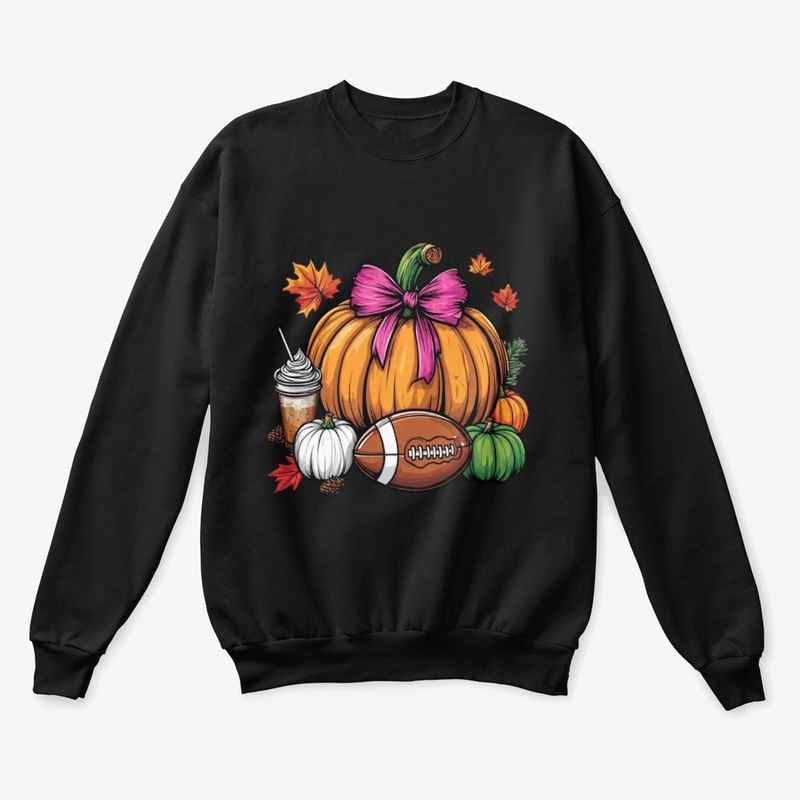 Pumpkin, Pink Bow & Football Fall Vibes