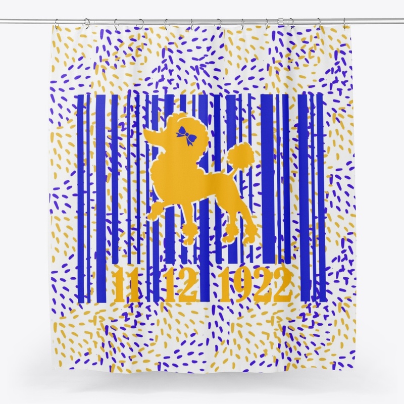 Blue, White and Gold Poodle Barcode 