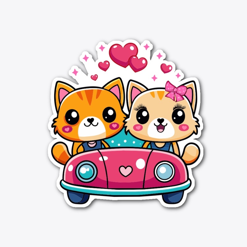 CAT LOVERS RIDE STICKER, KAWAII