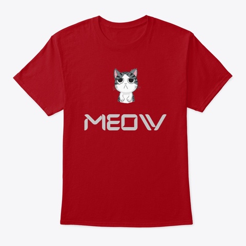 Meow Deep Red Kaos Front