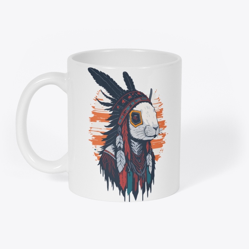 Rabbit with headdress american  tshirt