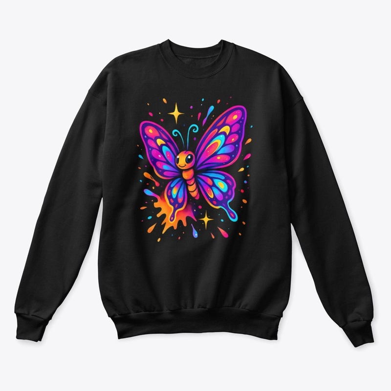 Colorful Neon Butterfly Cartoon Art