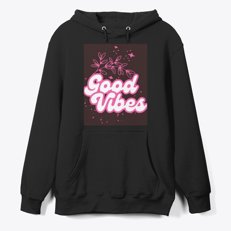 Black Pink Floral Good Vibes T-Shirt