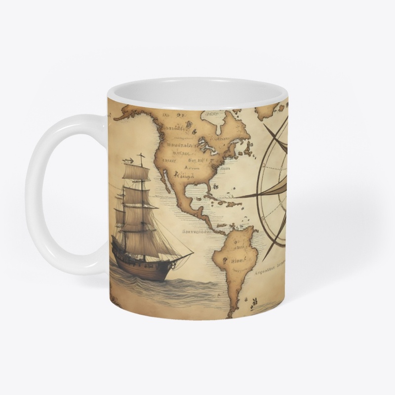 Nautical Vintage Map Ship Kitchen Coffee