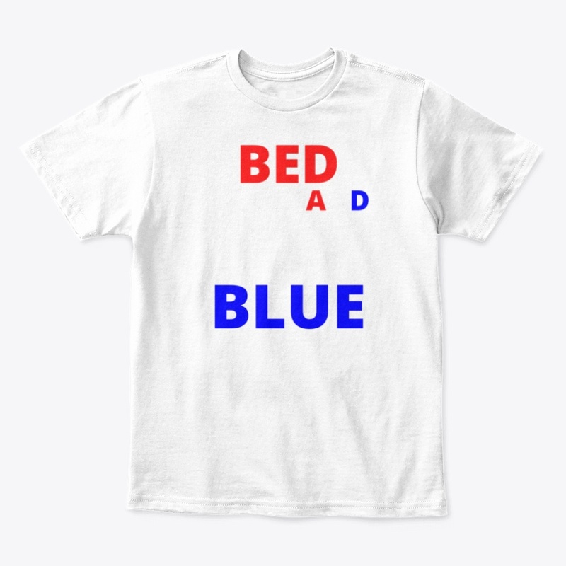 Bed white and blue funny independence na