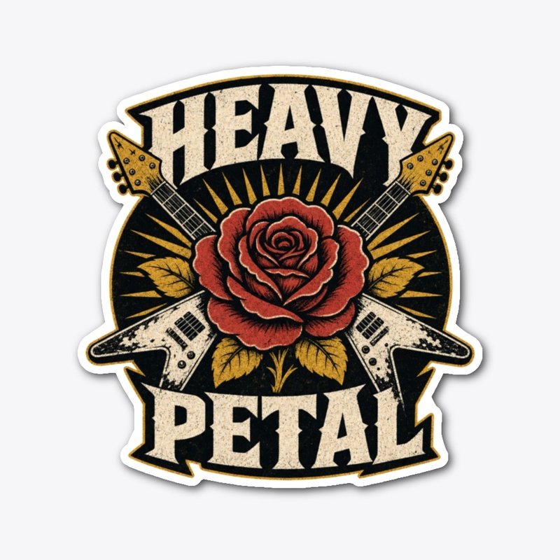 Heavy Petal - Rose Guitar Tattoo Design