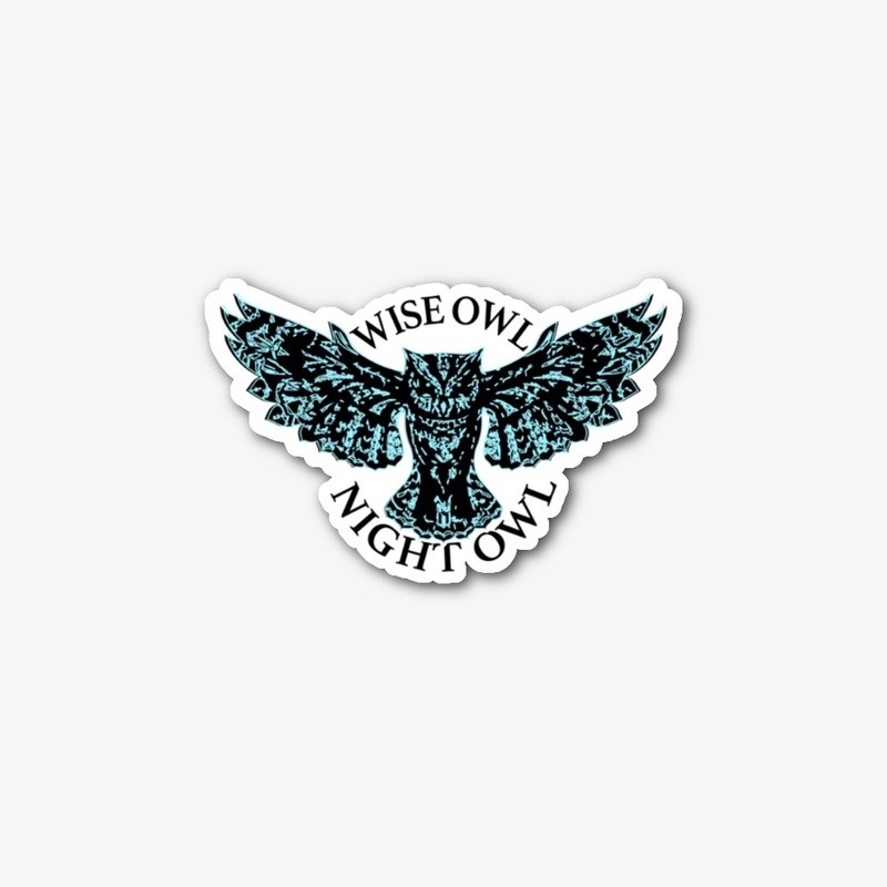 Trendy Wise Owl Bird Blue Open Wings