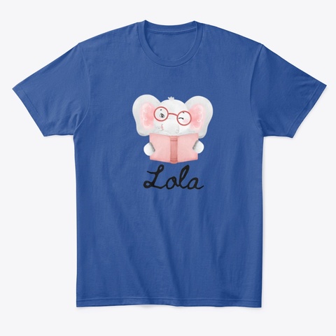 Lola The Elephant Deep Royal T-Shirt Front