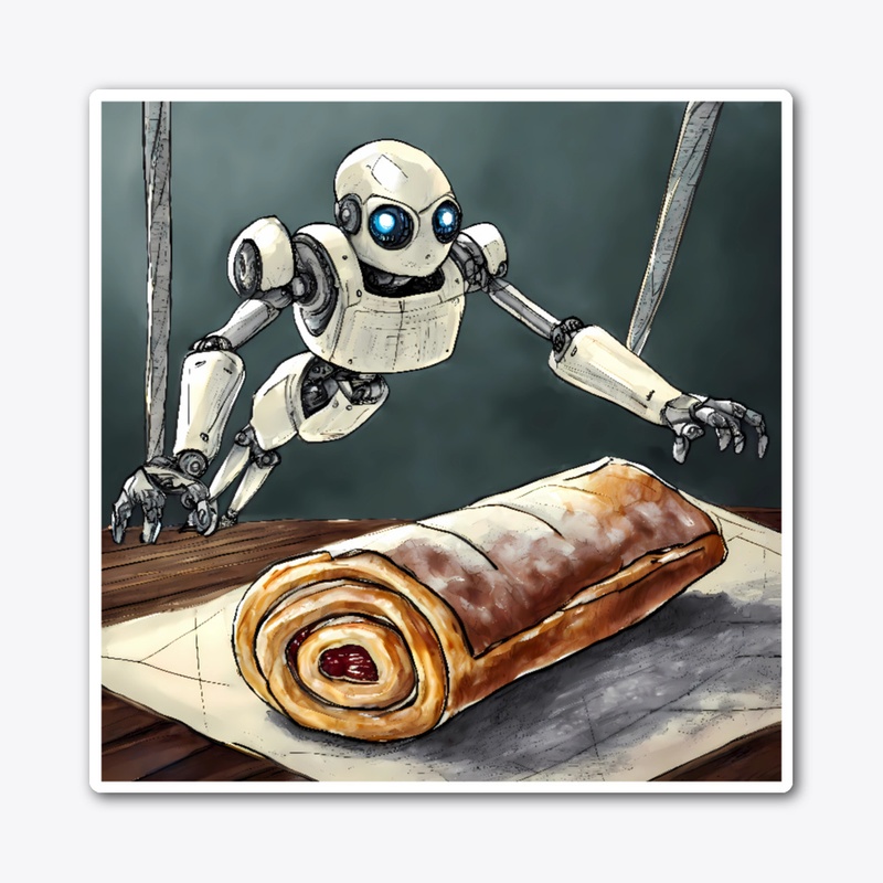 Robot hovering near a strudel
