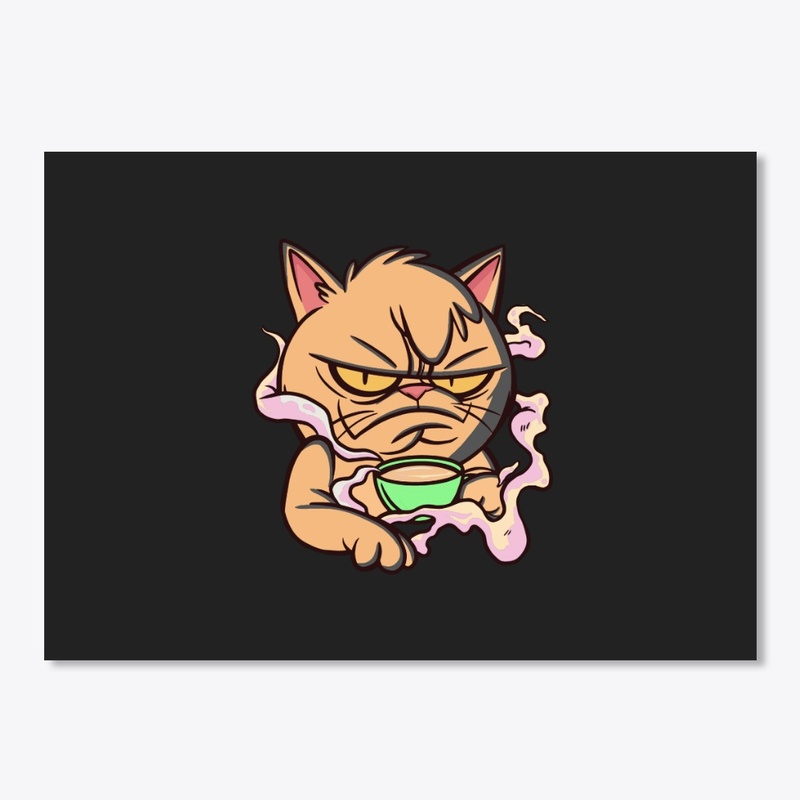 Cat enjoying coffee