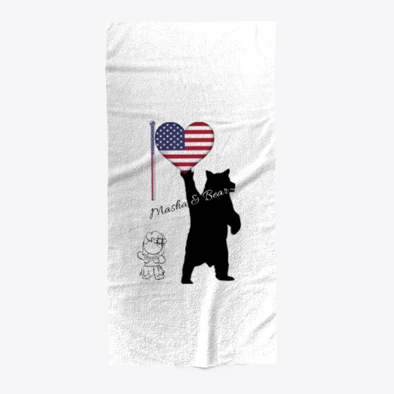 Masha & Bear 4th July American flag Tee