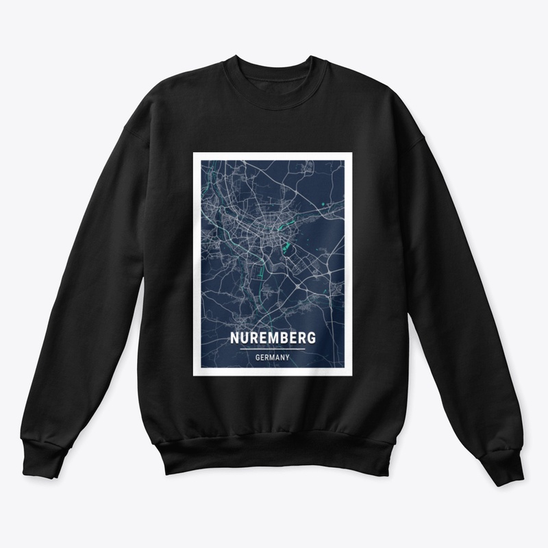 Nuremberg Blue Dark Color City Map