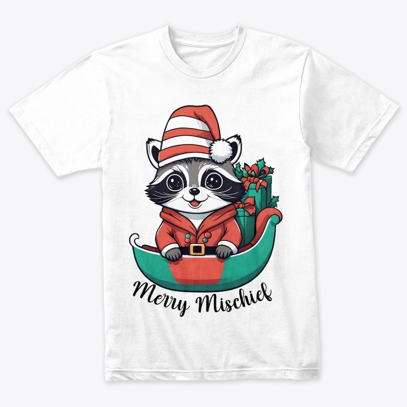 Merry Mischief Raccoon Christmas Sleigh 