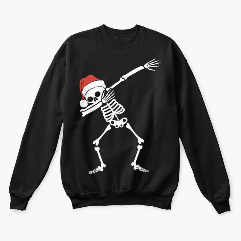 Dabbing Skeleton With Santa Hat