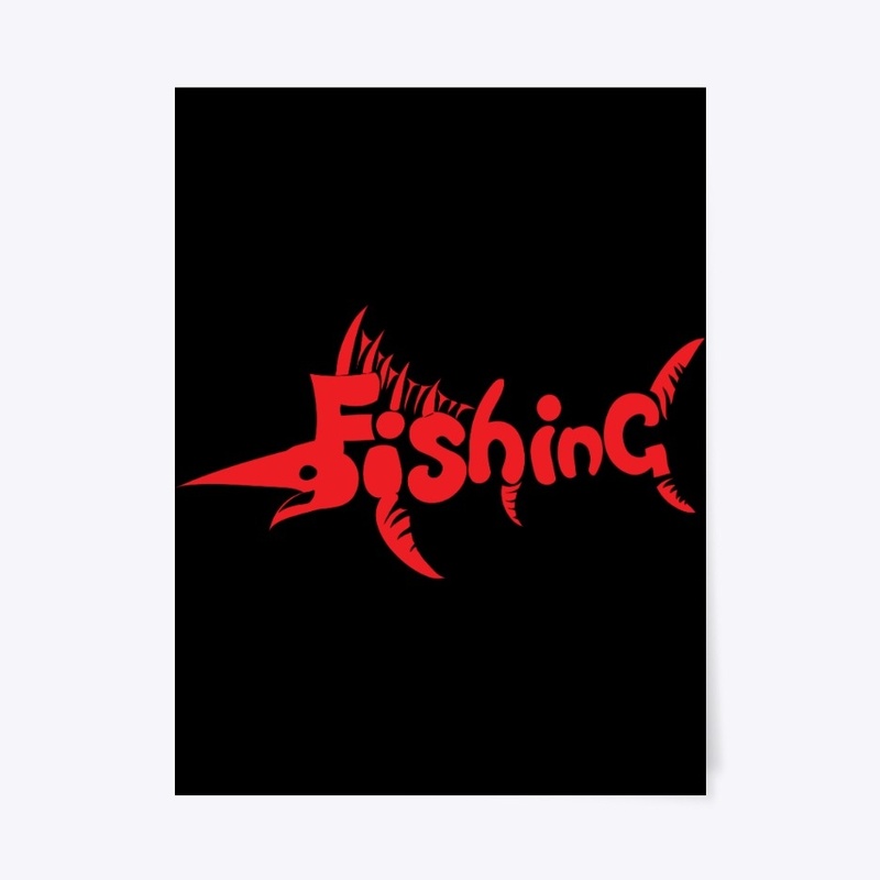 Red fishing funny logo