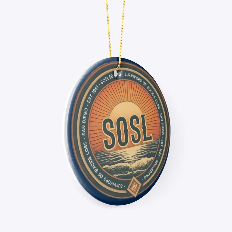 Retro SOSL sunset ceramic ornament