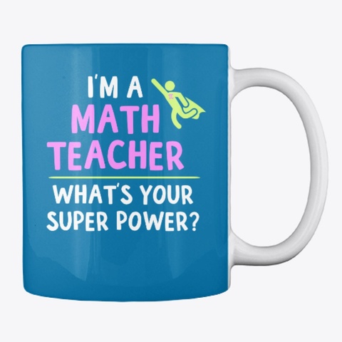 Super Math Teacher Mugs And Totes Royal Blue T-Shirt Back