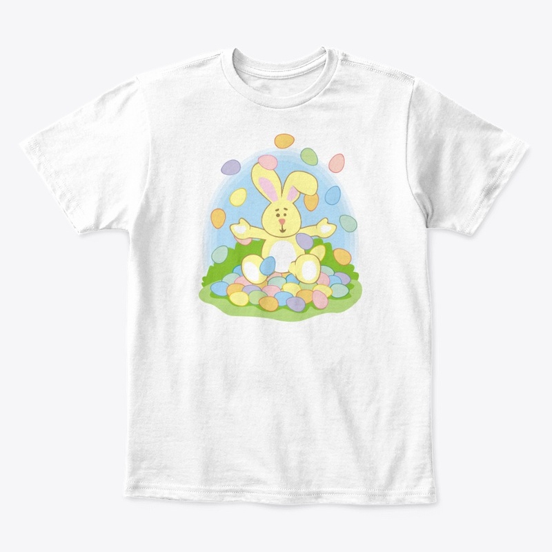 Easter Bunny playing with Easter eggs