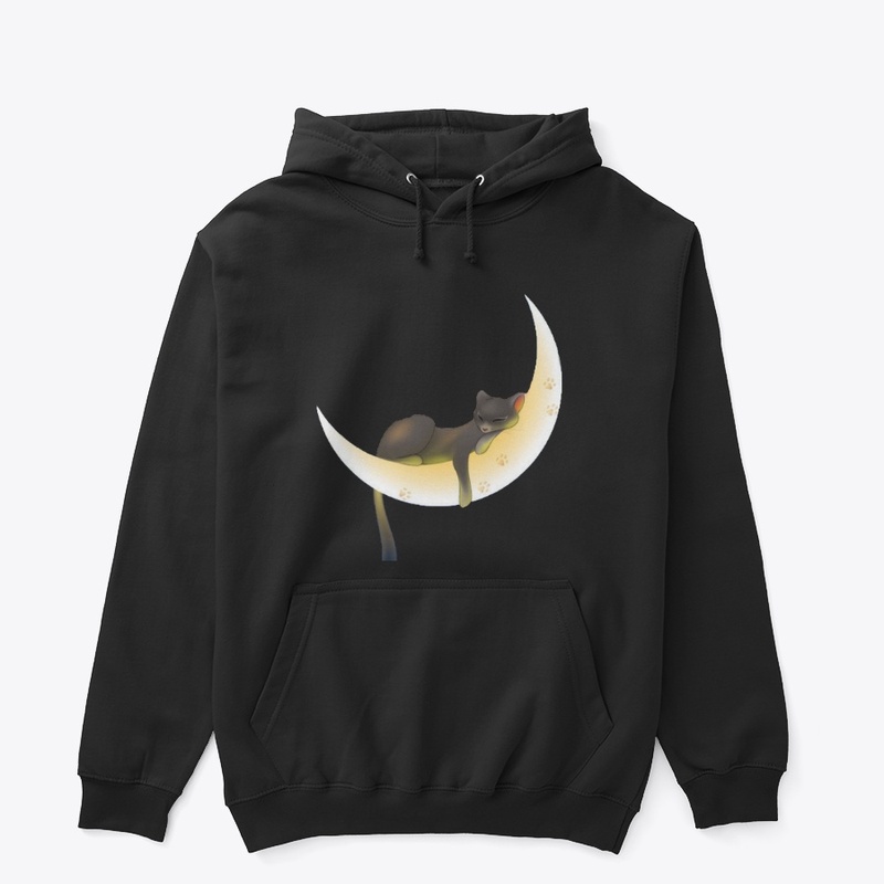 Black Cat Sleeping on a Crescent moon
