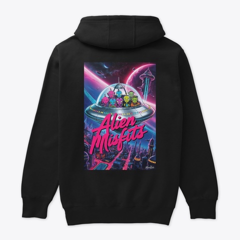 Premium Pullover Alien Misfits Hoodie Black T-Shirt Back