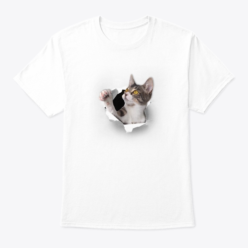 Cute cat poking through the shirt