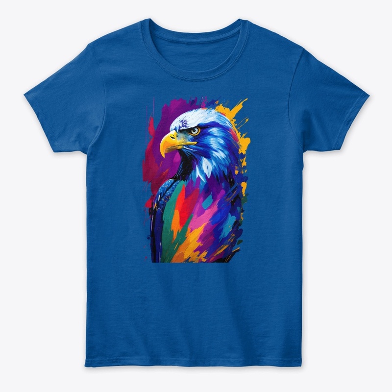Vibrant Eagle in colorful splatter, left