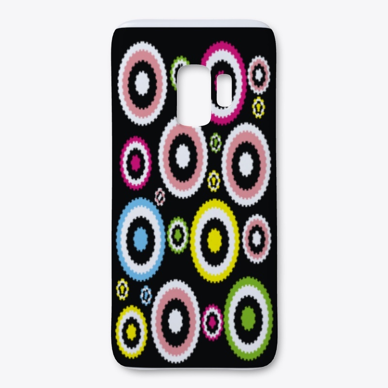 Black multicolored circular pattern