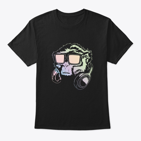 Dj Techno Monkey Black T-Shirt Front