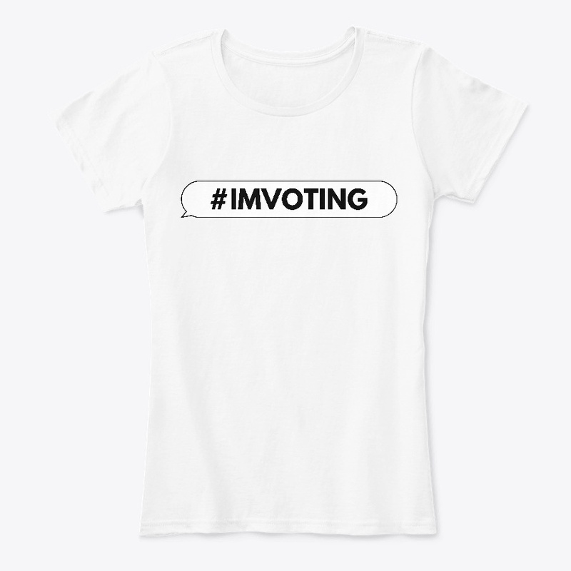 #IMVOTING, white bubble, black text