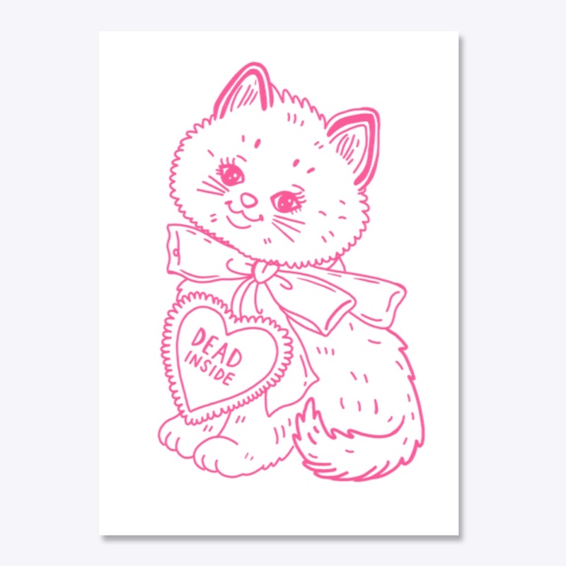 Dead inside kitty rectangle sticker 