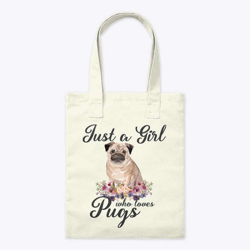 Girl Loves Pugs Watercolor Style