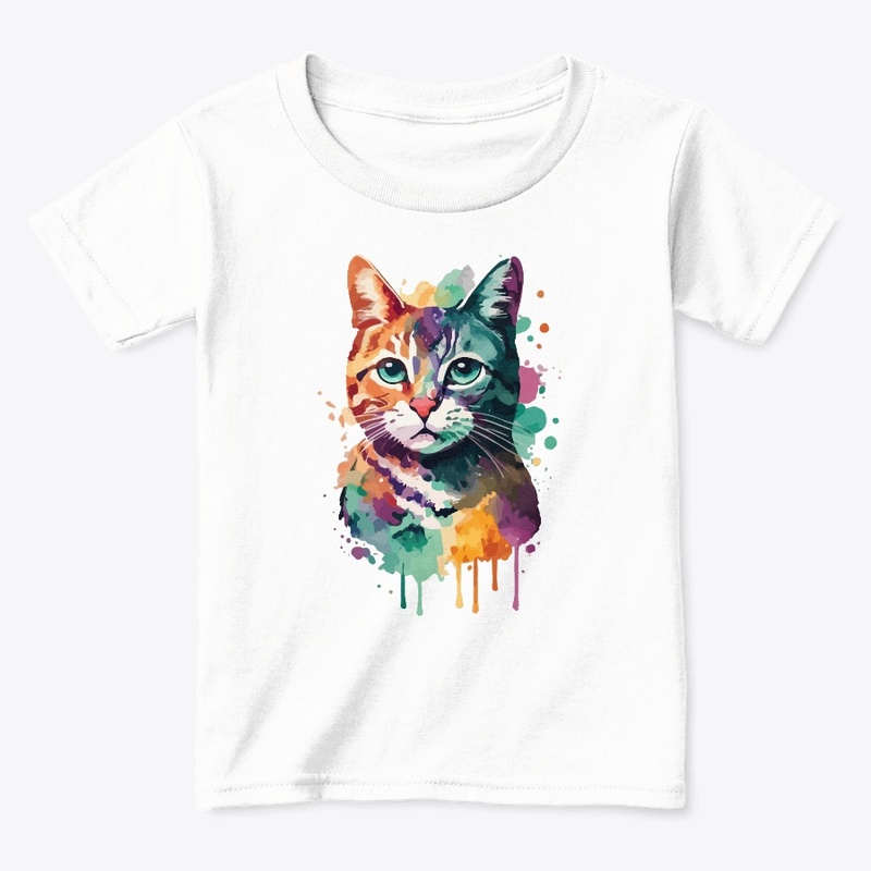 Cat Water Color T-Shirt